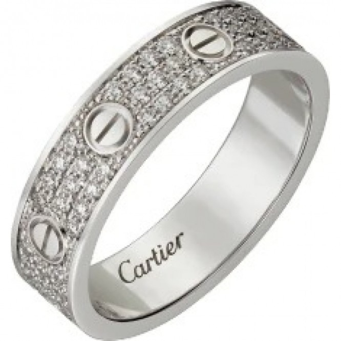 Cartie LOVE WEDDING BAND, DIAMOND-PAVED LOVE ウェディング リング、パヴェダイヤモンド